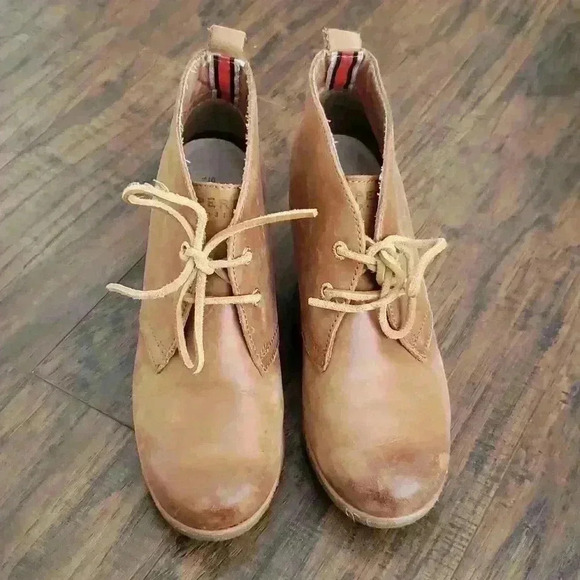 Sperry Topsider Burnished Leather Wedge Booties Size 7 - Picture 2 of 8